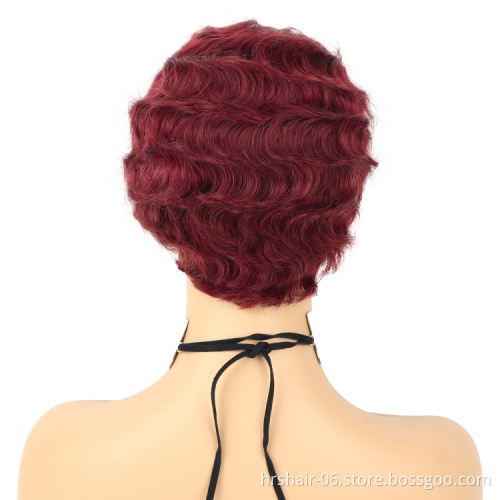 China natural colour cheap cost effective New Style Machine Made classic hand push wave brazilian Human Hair Wigs for Women